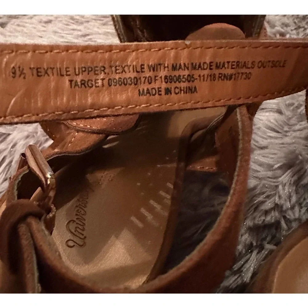 Universal Thread Brown Sling Back Peep-Toe Mule Heels Women Size 9.5